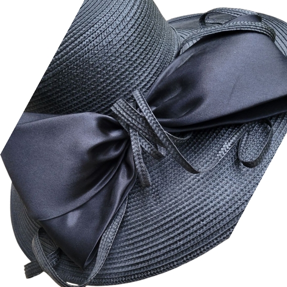 Vtg Giovannio Black Wide Brim Horse Derby Race/ Church Hat Made In England - Picture 6 of 7